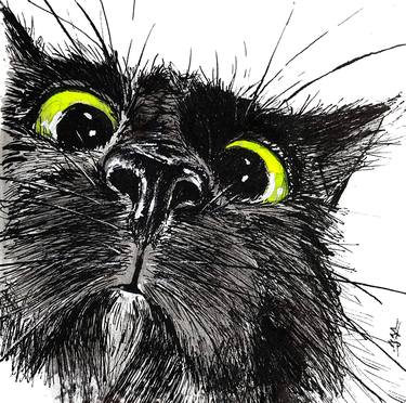 Original Contemporary Cats Paintings by Julie Wintertale