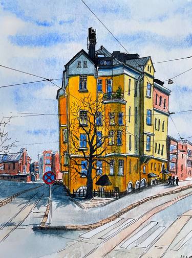 Original Contemporary Cities Painting by Julie Wintertale