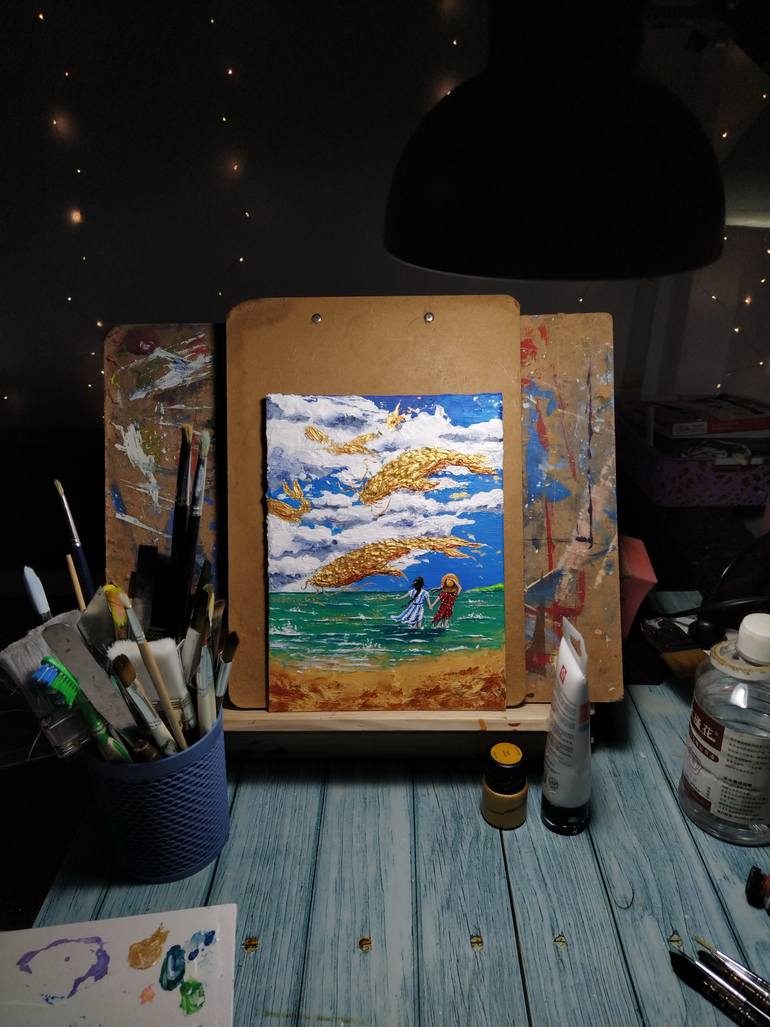 Original Contemporary Beach Painting by Julie Wintertale