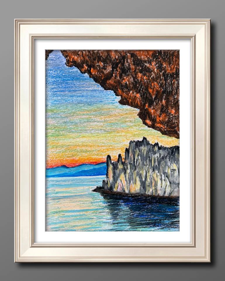 Original Impressionism Seascape Drawing by Fatimie Ashyrova