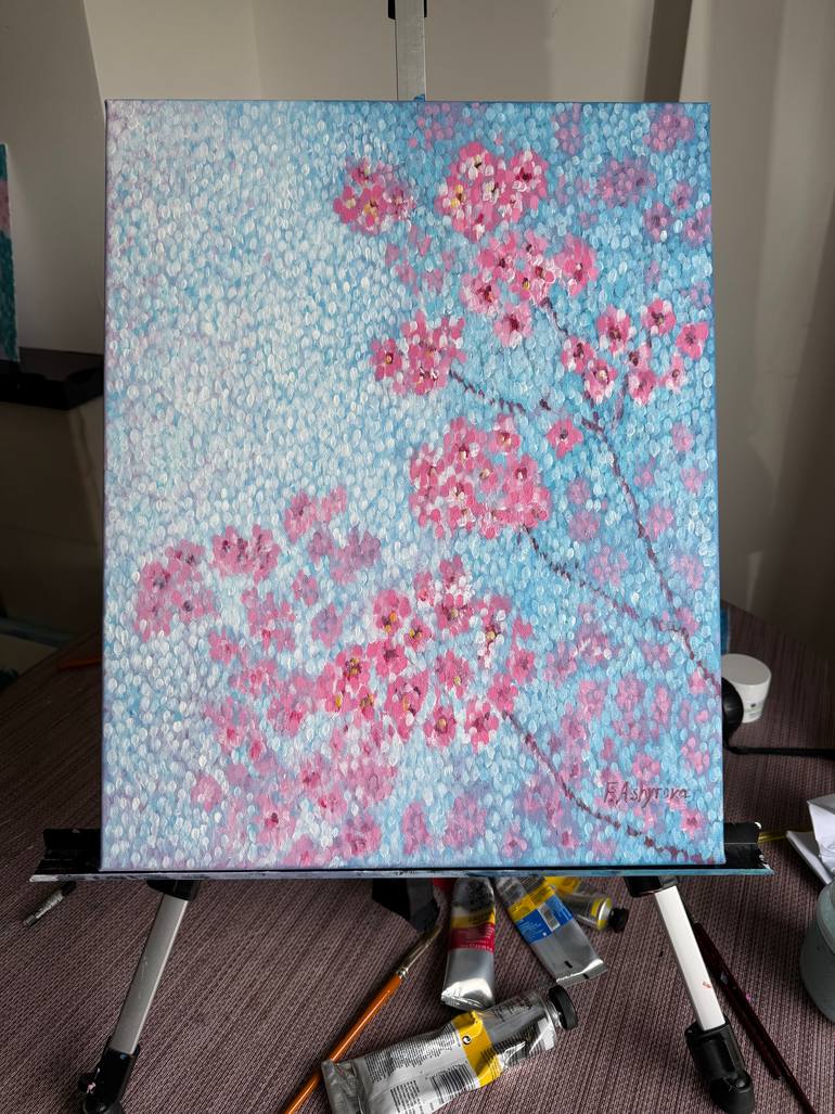 Original Abstract Floral Painting by Fatimie Ashyrova