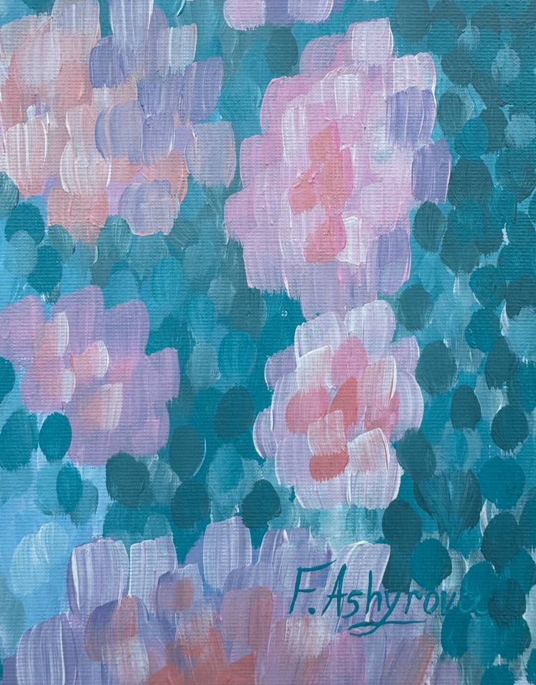 Original Abstract Floral Painting by Fatimie Ashyrova