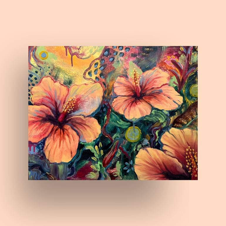 Original Abstract Floral Painting by Marianne Valdez