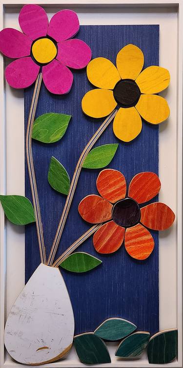 Original Pop Art Floral Mixed Media by Steve Chalson
