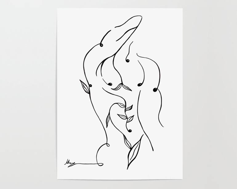 Original Minimalism Abstract Drawing by Mary Karananos