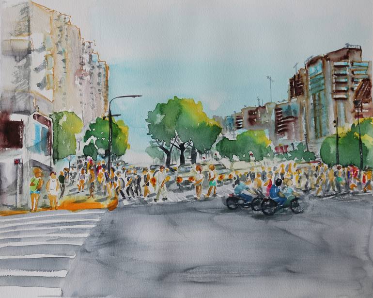 July 9 Avenue In Buenos Aires Painting By Magdalena Kalieva | Saatchi Art