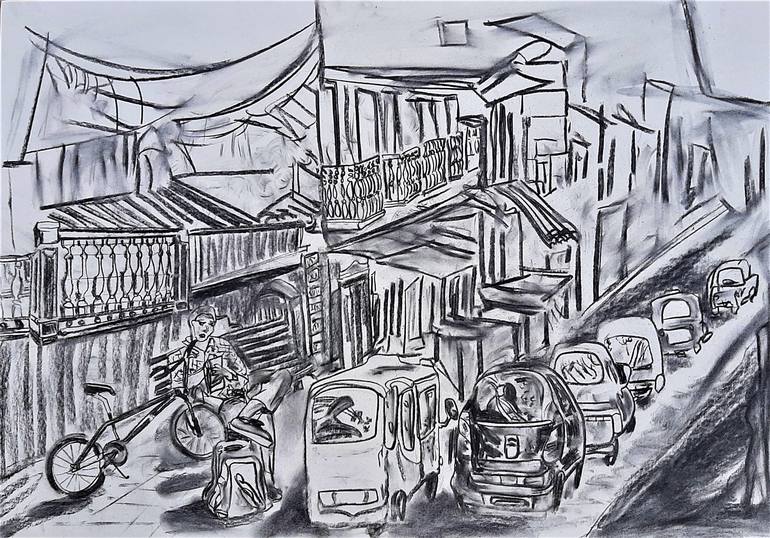 Street In Lima Drawing By Magdalena Kalieva 