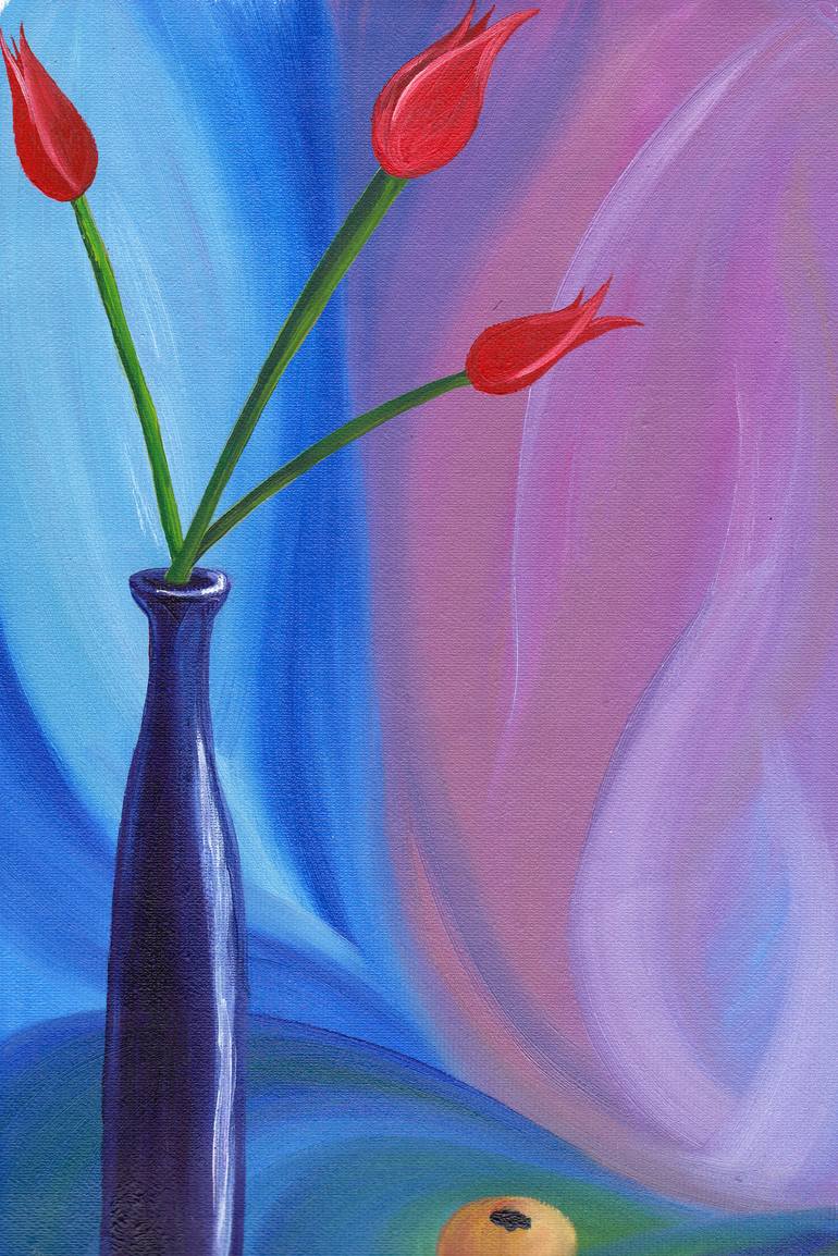Original Minimalism Floral Painting by Nataliia Shpyrka