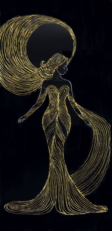 Original Art Deco Women Mixed Media by Maryna Daar