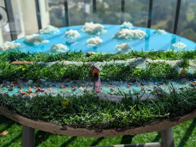 Original Art Nouveau Landscape Mixed Media by Deshna Jain