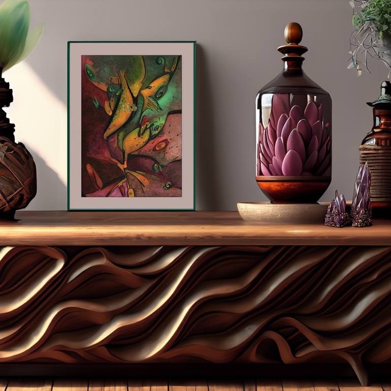 Original Symbolism Fantasy Mixed Media by Kirin Arts