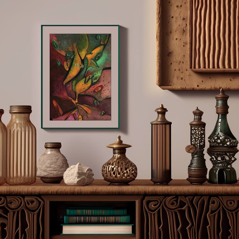 Original Symbolism Fantasy Mixed Media by Kirin Arts