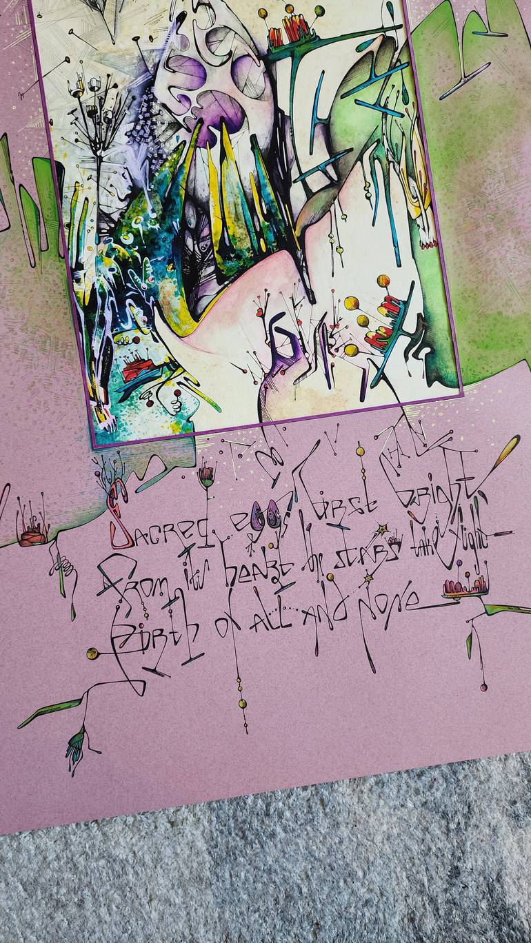 Original Symbolism Fantasy Mixed Media by Kirin Arts