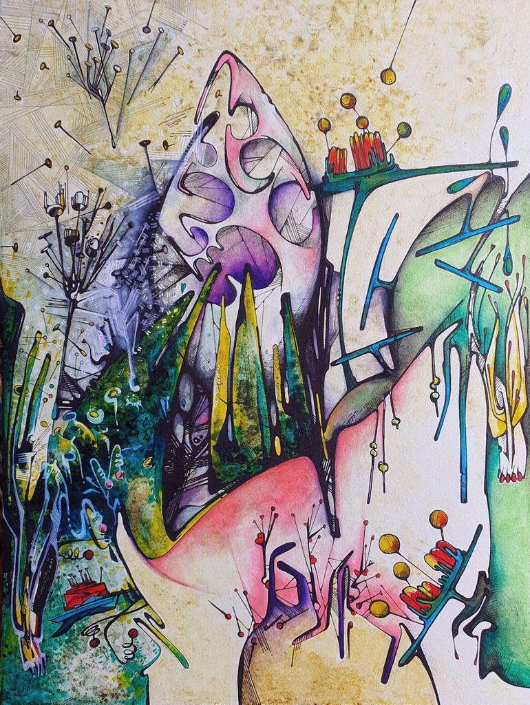 Original Symbolism Fantasy Mixed Media by Kirin Arts