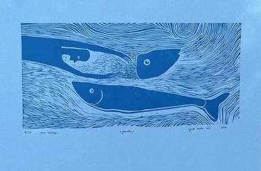Original Symbolism Animal Printmaking by Ugnė Rudinskaitė