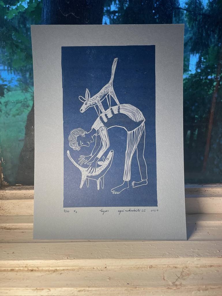 Original Contemporary Dogs Printmaking by Ugnė Rudinskaitė