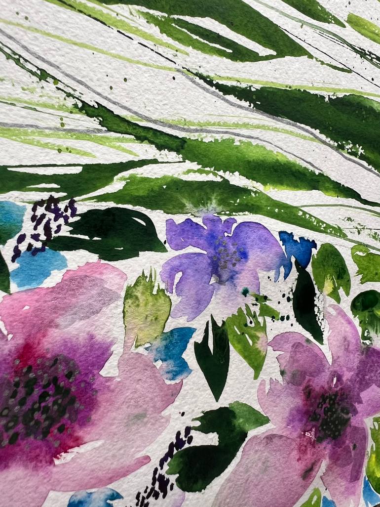 Original Abstract Floral Painting by Tetiana Romanenko