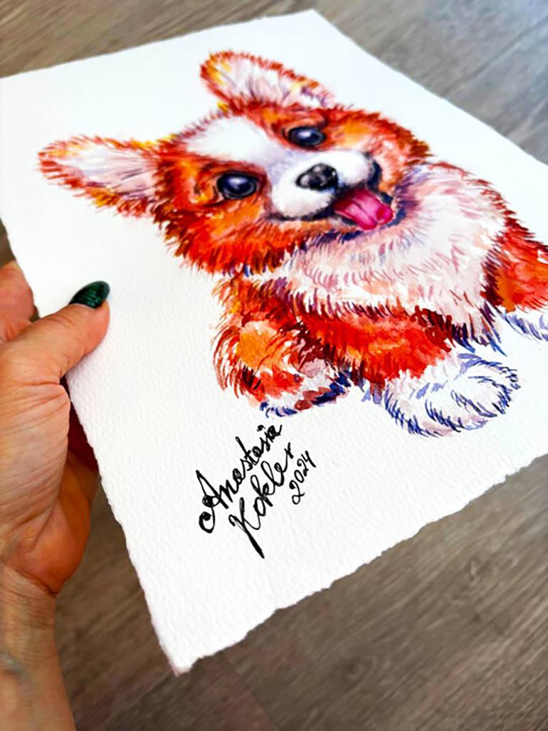 Original Expressionism Dogs Painting by Anastasia Kokler