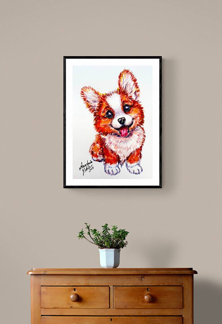 Original Expressionism Dogs Painting by Anastasia Kokler