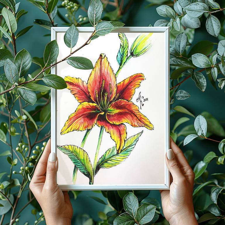 Original Art Deco Botanic Painting by Anastasia Kokler