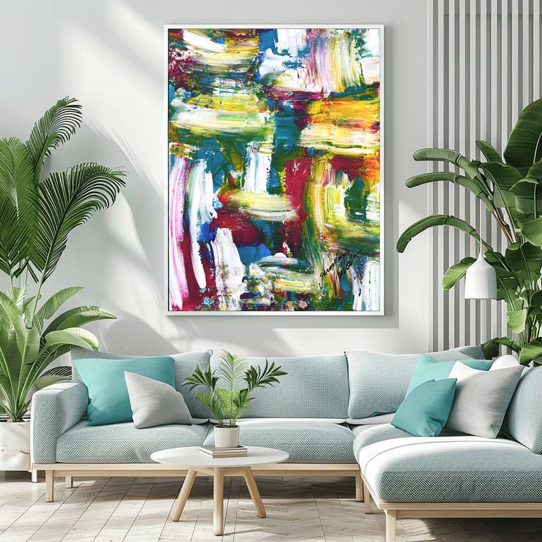 Original Algorithmic Abstract Painting by Anastasia Kokler