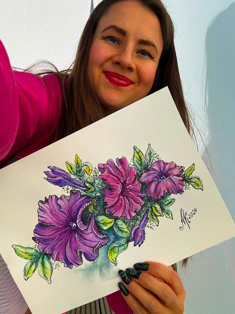 Original Art Nouveau Botanic Painting by Anastasia Kokler