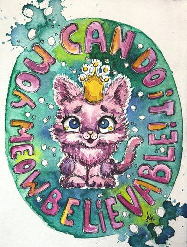 Original Color Field Painting Cats Painting by Anastasia Kokler