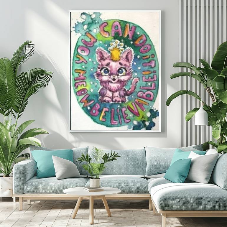 Original Color Field Painting Cats Painting by Anastasia Kokler