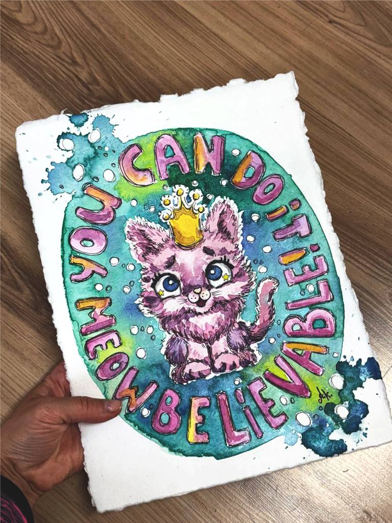 Original Color Field Painting Cats Painting by Anastasia Kokler
