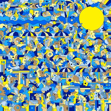 Original Illustration Beach Digital by Alain Rordorf