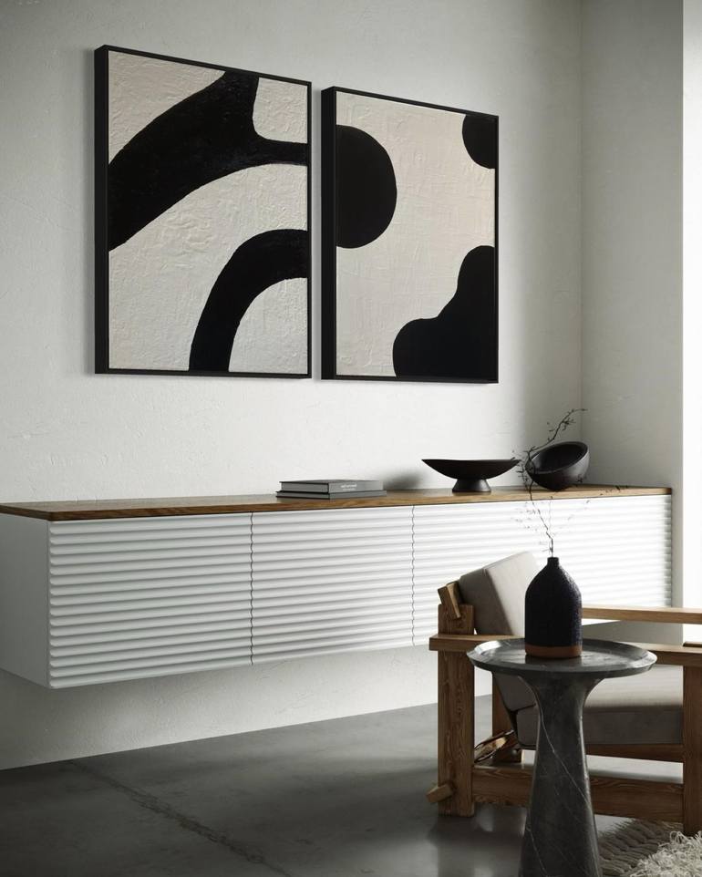 Original Black & White Abstract Mixed Media by Tanya Bogdanova