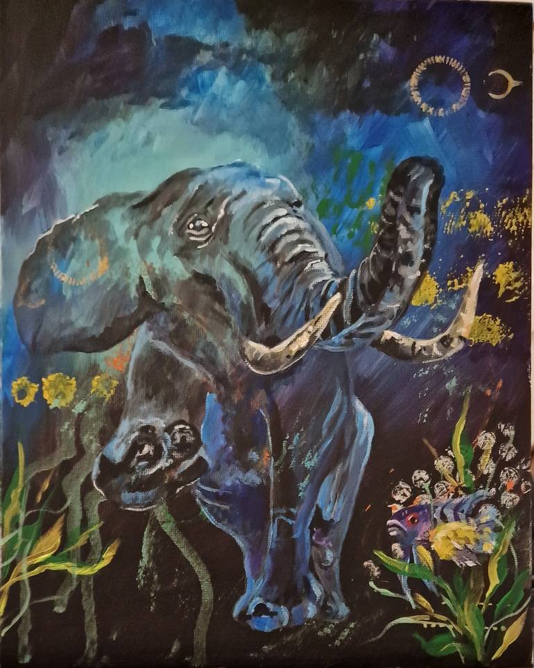 Original Abstract Animal Painting by Irina Caby