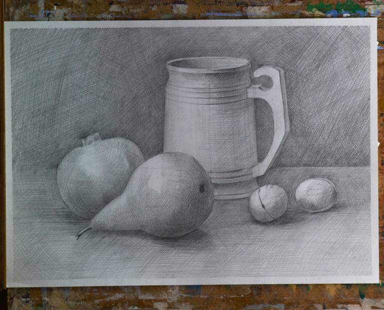 Original Classicism Still Life Drawing by Yuliia Novikova
