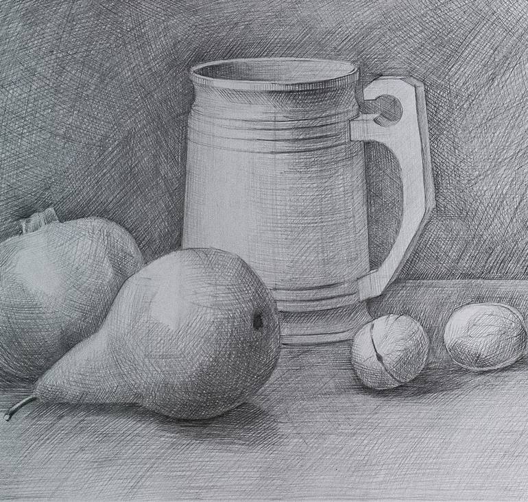 Original Classicism Still Life Drawing by Yuliia Novikova