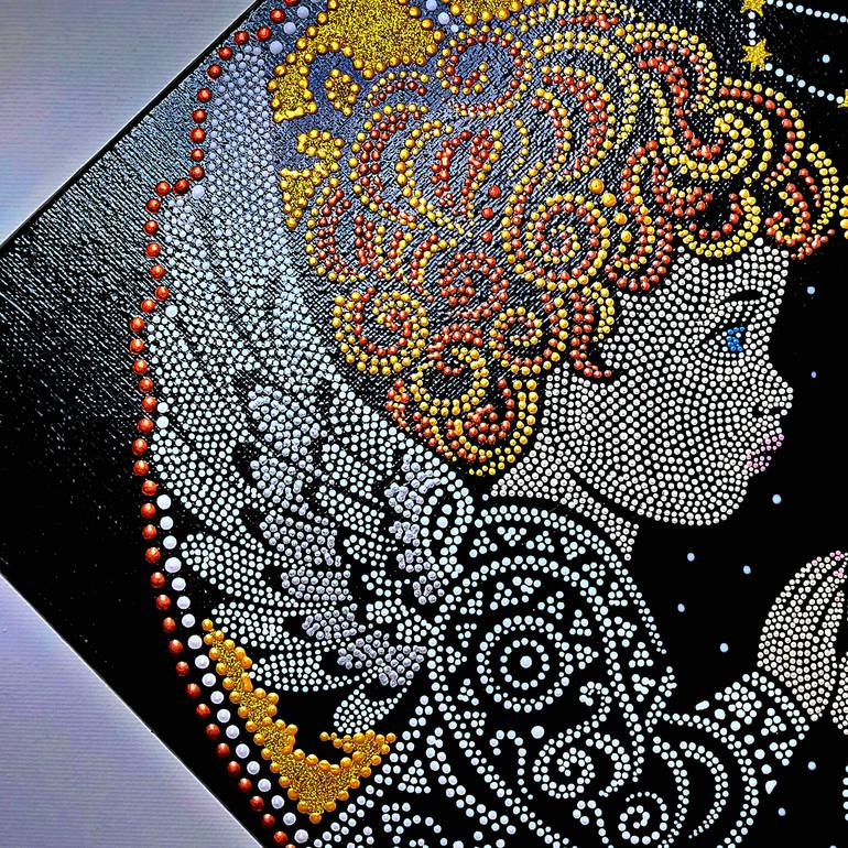 Original Black & White Outer Space Painting by Yuliia Novikova