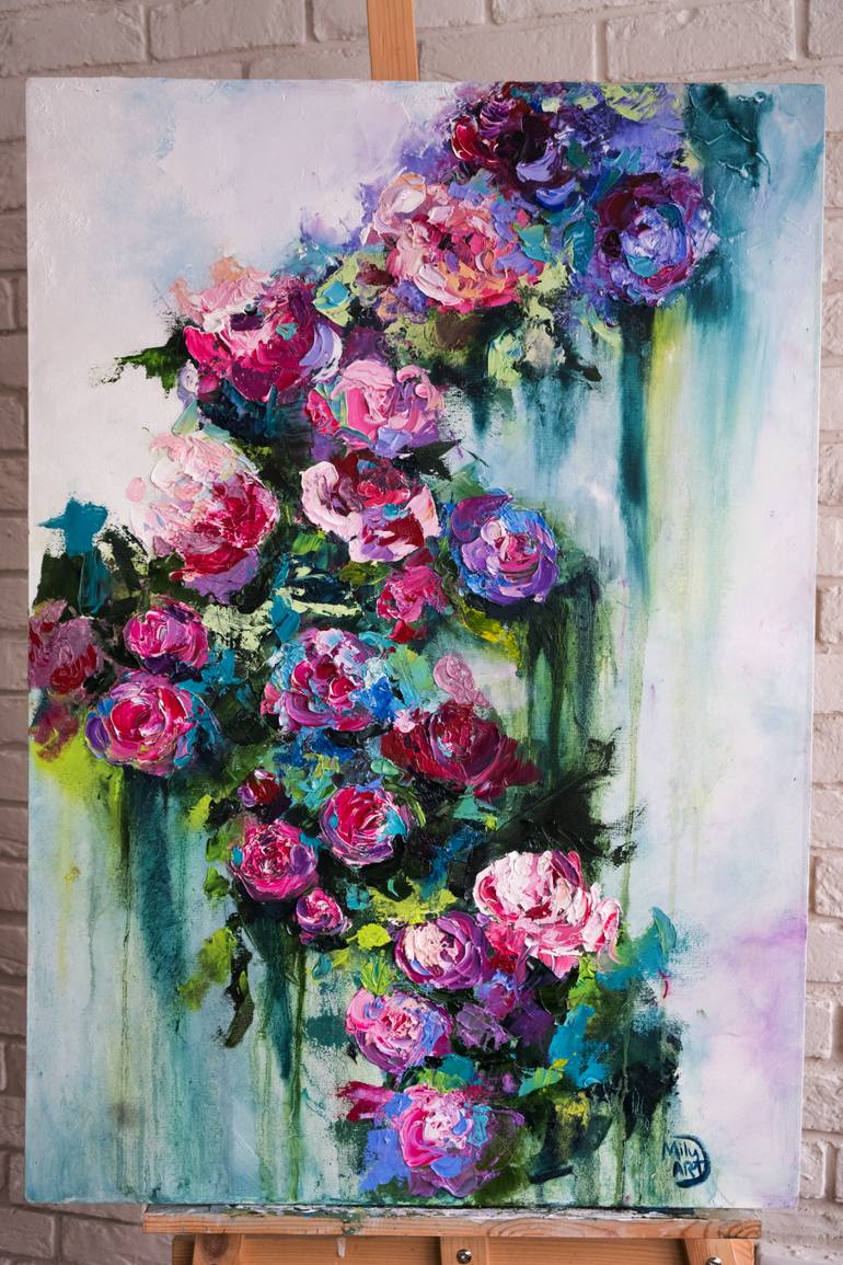 Original Impressionism Floral Painting by Mily Art