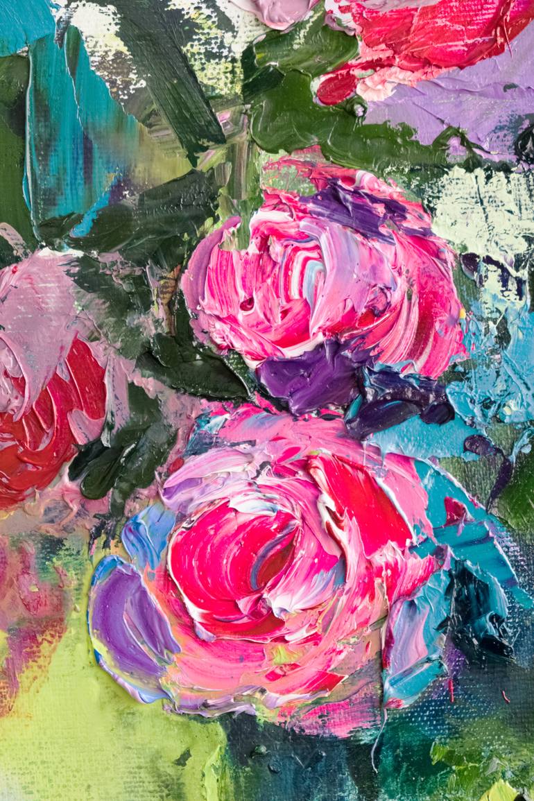 Original Impressionism Floral Painting by Mily Art
