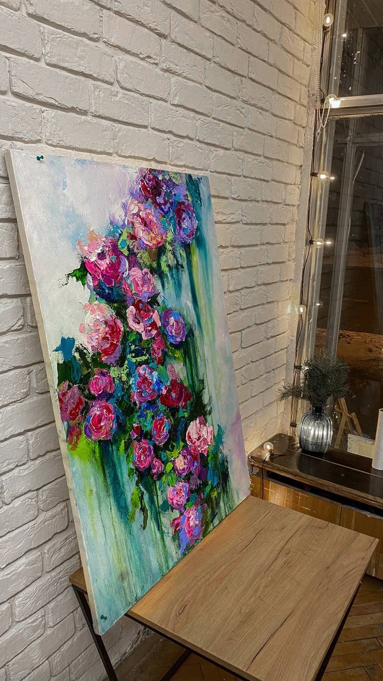 Original Impressionism Floral Painting by Mily Art