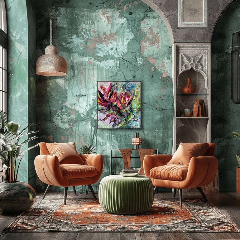 Original Abstract Expressionism Botanic Painting by Mily Art
