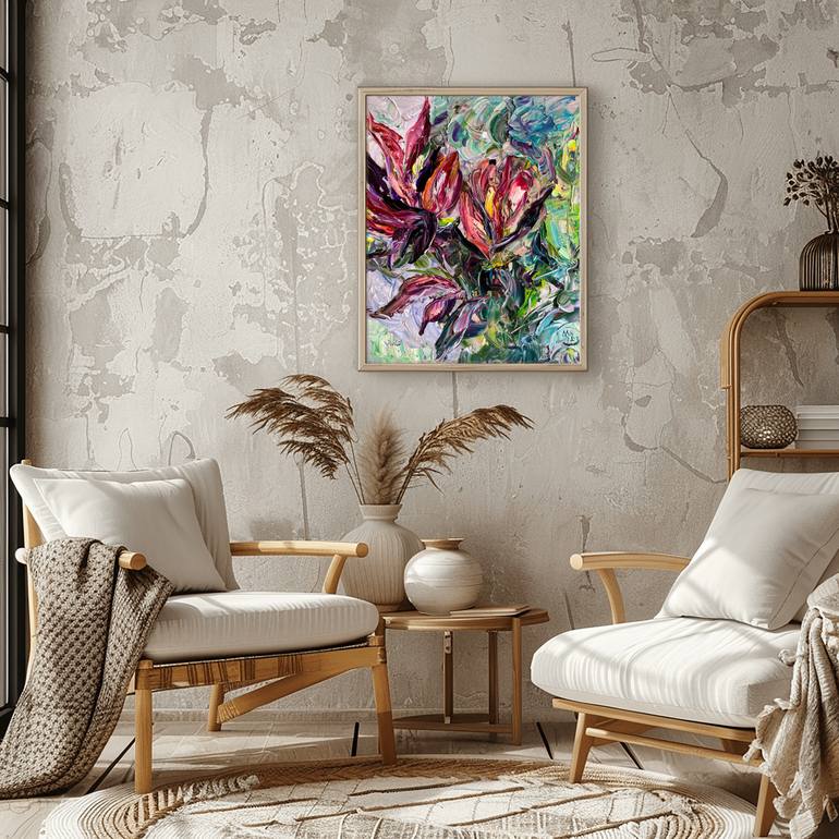 Original Abstract Expressionism Botanic Painting by Mily Art