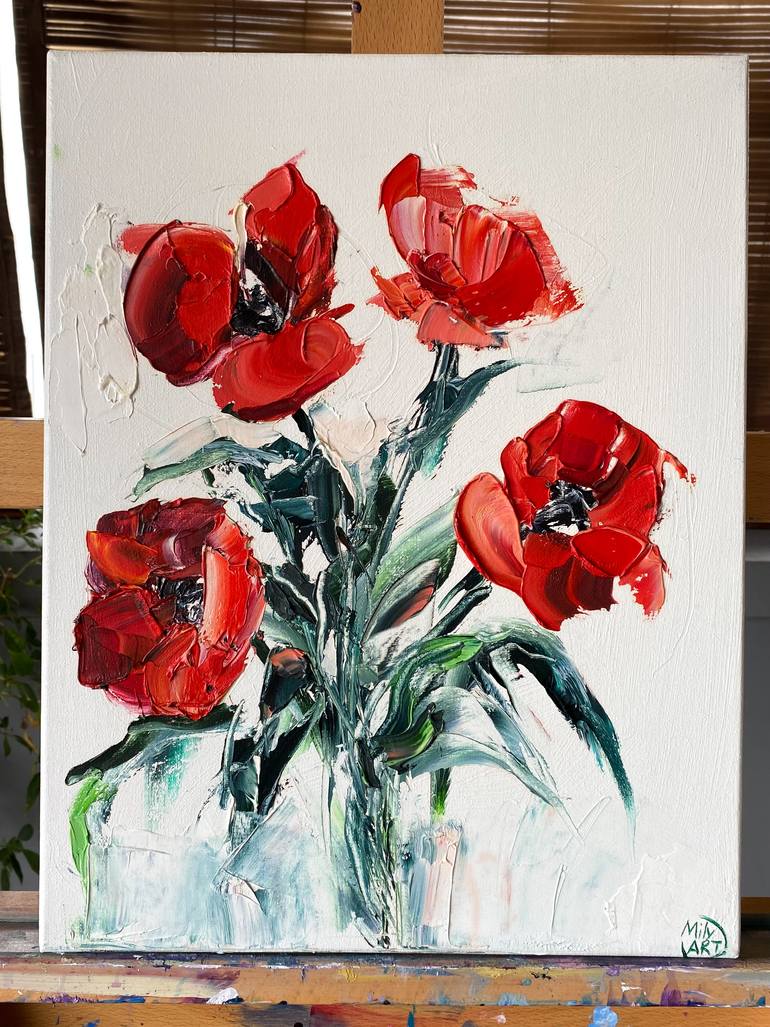 Original Abstract Expressionism Floral Painting by Mily Art
