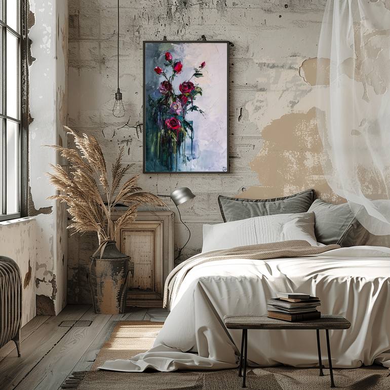 Original Abstract Floral Painting by Mily Art