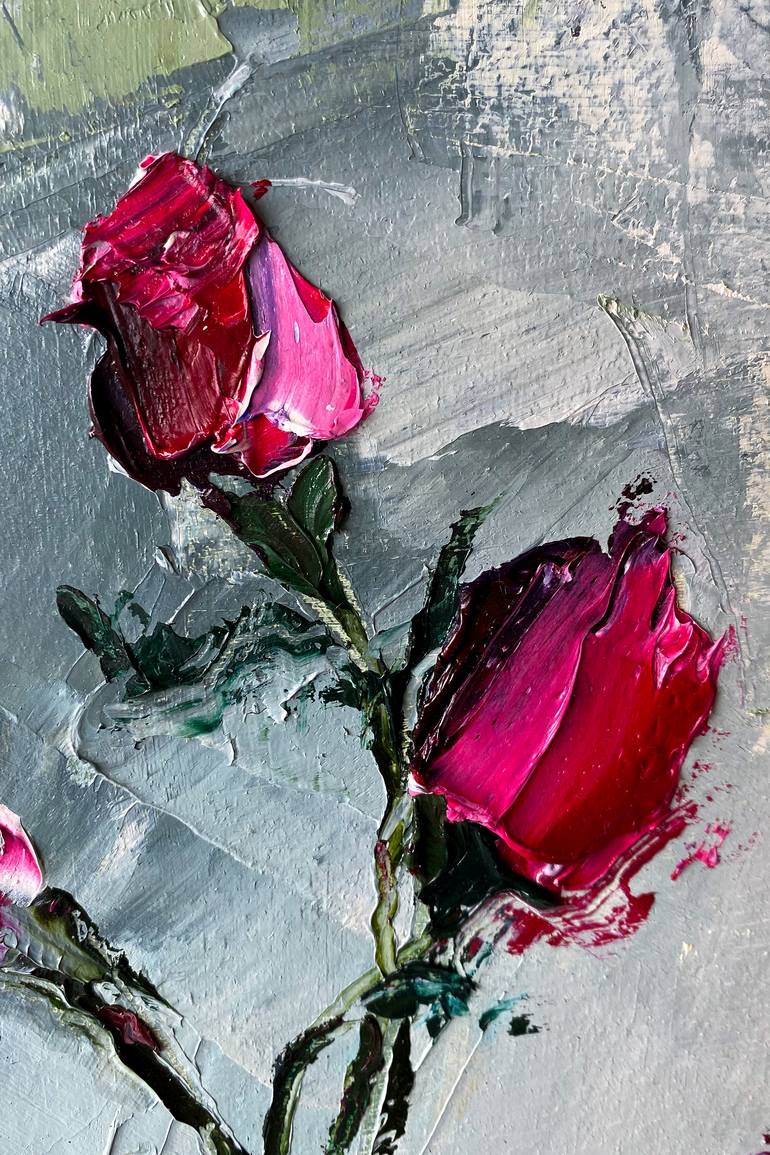 Original Abstract Floral Painting by Mily Art
