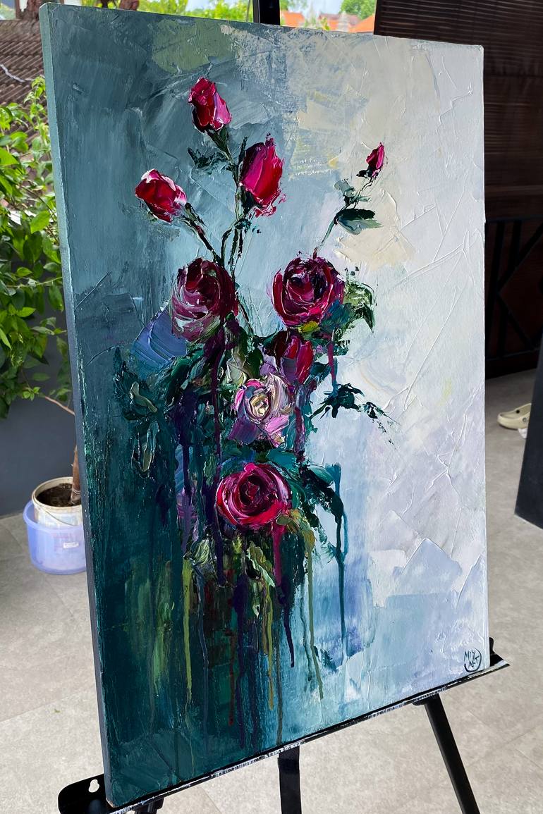 Original Abstract Floral Painting by Mily Art