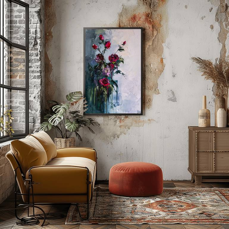 Original Abstract Floral Painting by Mily Art
