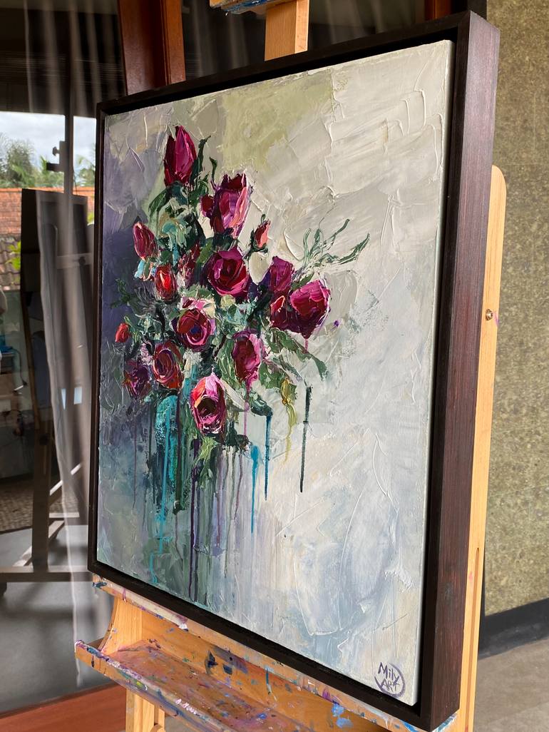 Original Abstract Floral Painting by Mily Art