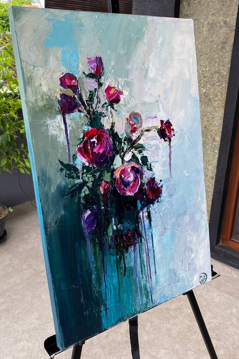 Original Impressionism Floral Painting by Mily Art