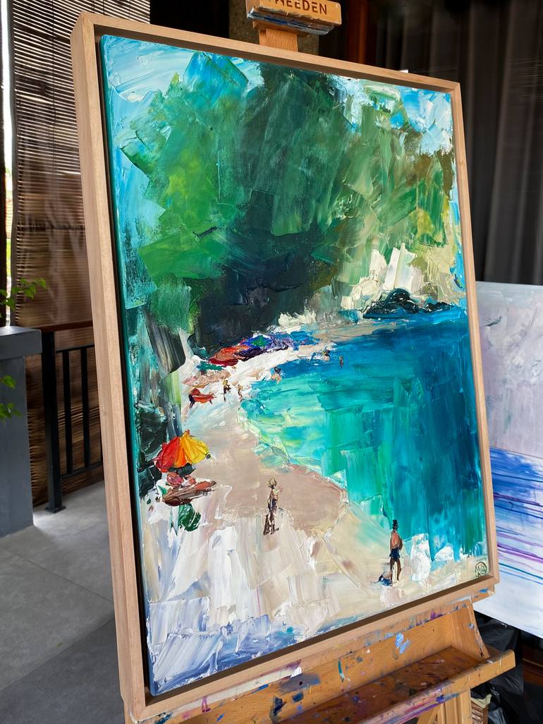 Original Expressionism Beach Painting by Mily Art