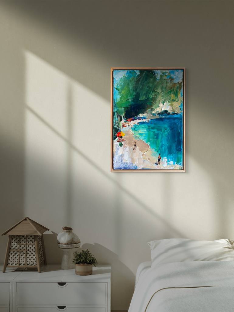 Original Expressionism Beach Painting by Mily Art