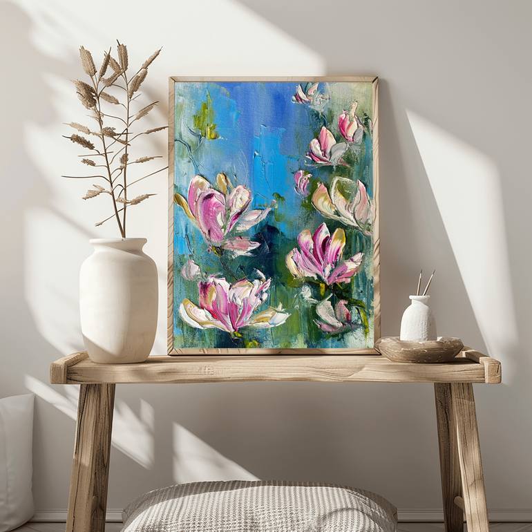 Original Abstract Floral Painting by Mily Art